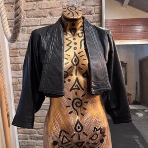 Alberto cropped Women's Black Leather Jacket 6